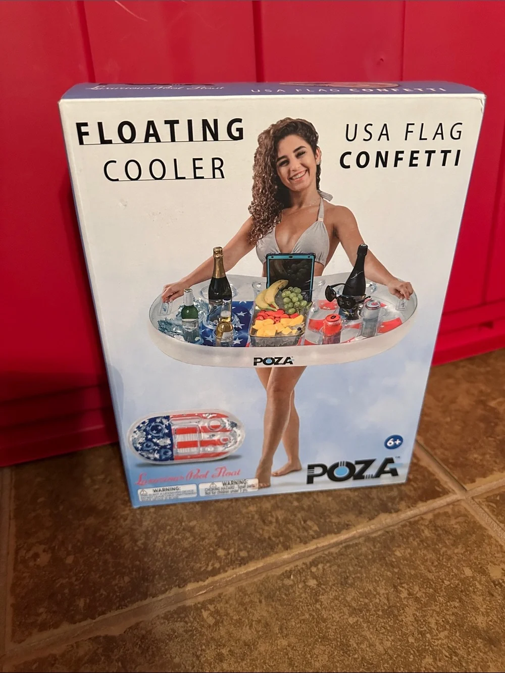 USA Flag Confetti Floating Cooler - White, Blue, Red